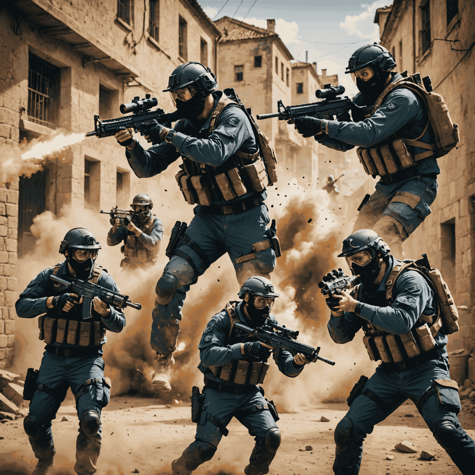 A composite image showing professional CS:GO players in action. The image is divided into sections, each displaying different strategic elements: a player throwing a perfectly timed smoke grenade, another holding a tight angle with an AWP, and a team executing a coordinated site take with precise positioning.